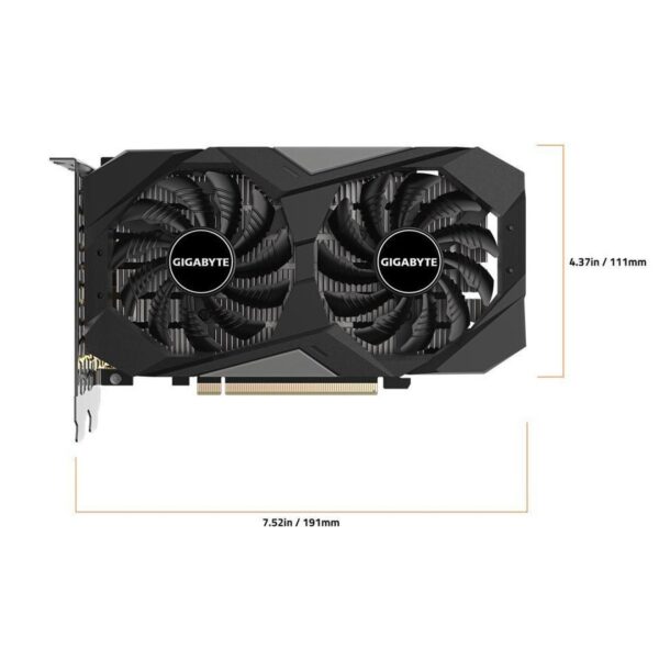 GeForce RTX 3050 WINDFORCE OC 6G: 2304 CUDA cores, 1477 MHz core clock, 6GB GDDR6 (96-bit), WINDFORCE cooling, 2x DP 1.4a, 2x HDMI 2.1