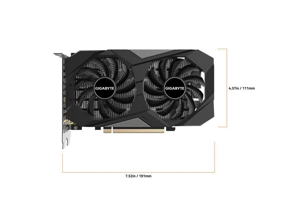 GeForce RTX 3050 WINDFORCE OC 6G: 2304 CUDA cores, 1477 MHz core clock, 6GB GDDR6 (96-bit), WINDFORCE cooling, 2x DP 1.4a, 2x HDMI 2.1